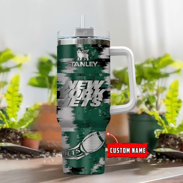 New York Jets NFL Custom Stanley Quencher 30oz-40oz Stainless Steel Tumbler Hot And Cold Tumbler - Image 2
