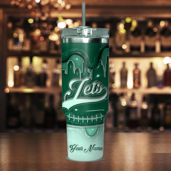 New York Jets NFL Custom Stanley Quencher 30oz-40oz Stainless Steel Tumbler Hot And Cold Tumbler - Image 2