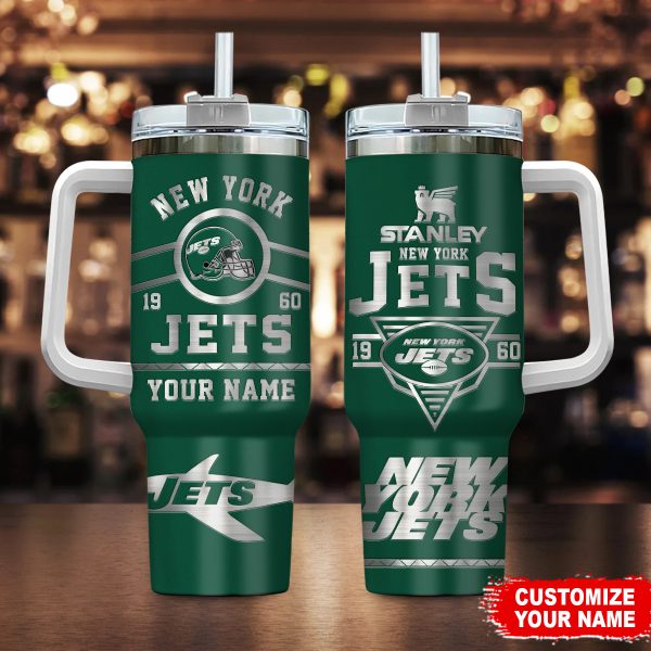 New York Jets NFL Custom Stanley Quencher 30oz-40oz Stainless Steel Tumbler Hot And Cold Tumbler