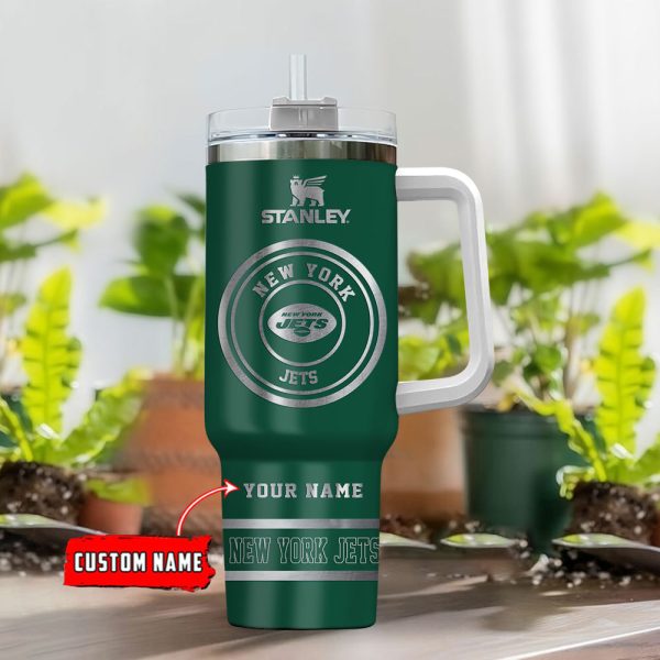 New York Jets NFL Custom Stanley Quencher 30oz-40oz Stainless Steel Tumbler Hot And Cold Tumbler - Image 2