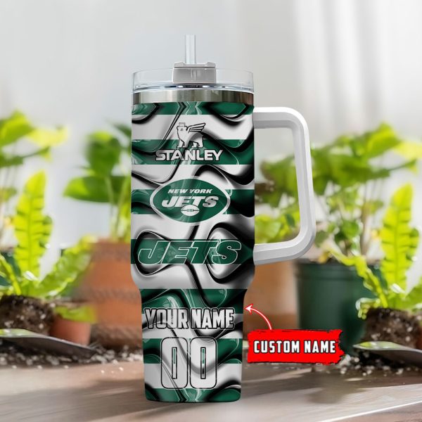 New York Jets NFL Custom Stanley Quencher 30oz-40oz Stainless Steel Tumbler Hot And Cold Tumbler - Image 2