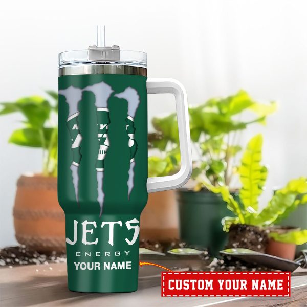 New York Jets NFL Energy Nutrition Facts Custom Stanley Quencher 30oz-40oz Stainless Steel Tumbler Hot And Cold Tumbler - Image 2