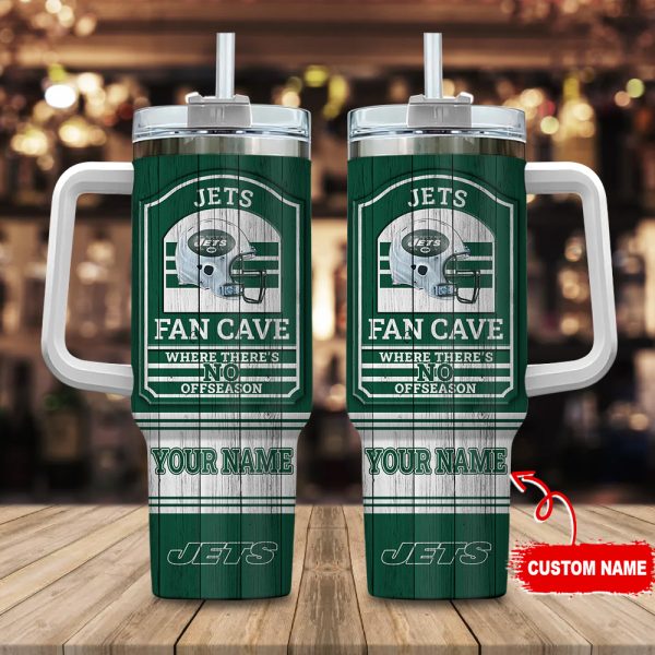 New York Jets NFL Fan Cave Custom Stanley Quencher 30oz-40oz Stainless Steel Tumbler Hot And Cold Tumbler