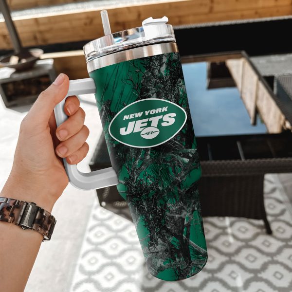 New York Jets NFL Hunting Custom Stanley Quencher 30oz-40oz Stainless Steel Tumbler Hot And Cold Tumbler - Image 2