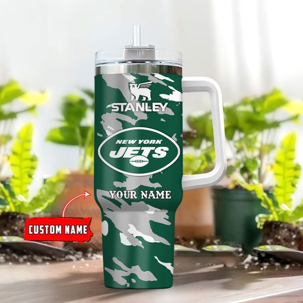 New York Jets NFL Custom Stanley Quencher 30oz-40oz Stainless Steel Tumbler Hot And Cold Tumbler - Image 2