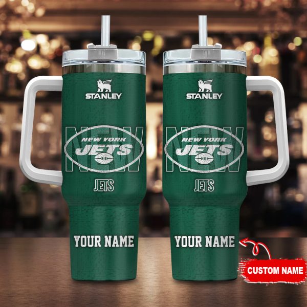 New York Jets NFL 3D Logo Custom Stanley Quencher 30oz-40oz Stainless Steel Tumbler Hot And Cold Tumbler