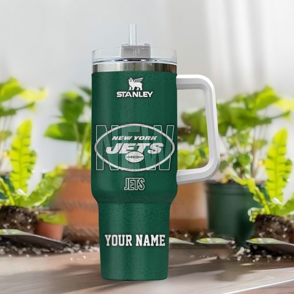 New York Jets NFL 3D Logo Custom Stanley Quencher 30oz-40oz Stainless Steel Tumbler Hot And Cold Tumbler - Image 2