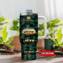 New York Jets NFL Camouflage Golden Logo Custom Stanley Quencher 30oz-40oz Stainless Steel Tumbler Hot And Cold Tumbler