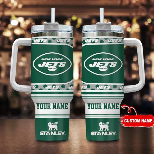 New York Jets NFL Custom Stanley Quencher 30oz-40oz Stainless Steel Tumbler Hot And Cold Tumbler