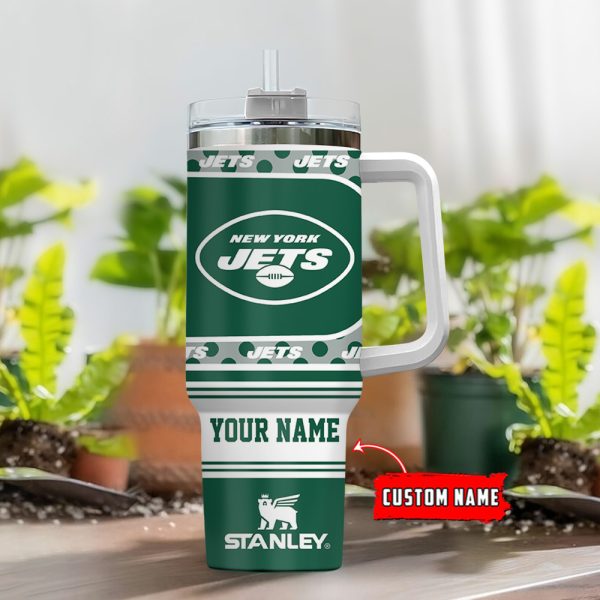 New York Jets NFL Custom Stanley Quencher 30oz-40oz Stainless Steel Tumbler Hot And Cold Tumbler - Image 2