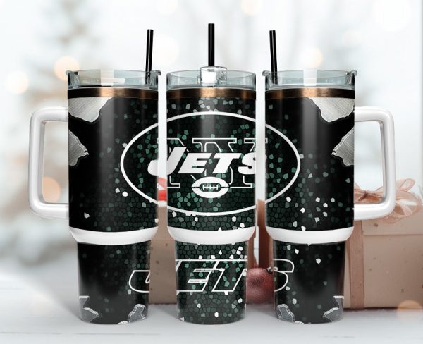 New York Jets NFL Stained Glass Effect Custom Stanley Quencher 30oz-40oz Stainless Steel Tumbler Hot And Cold Tumbler