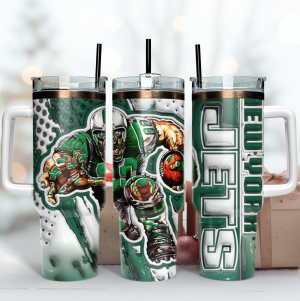 New York Jets NFL Mascot Custom Stanley Quencher 30oz-40oz Stainless Steel Tumbler Hot And Cold Tumbler