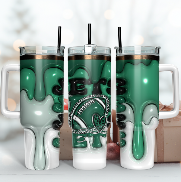 New York Jets NFL 3D Inflated Puff Effect Custom Stanley Quencher 30oz-40oz Stainless Steel Tumbler Hot And Cold Tumbler
