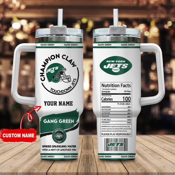 New York Jets NFL Champion Claw Custom Stanley Quencher 30oz-40oz Stainless Steel Tumbler Hot And Cold Tumbler