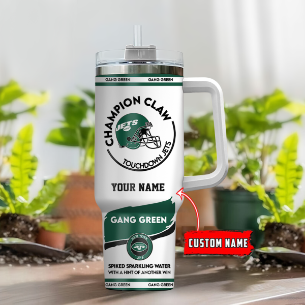 New York Jets NFL Champion Claw Custom Stanley Quencher 30oz-40oz Stainless Steel Tumbler Hot And Cold Tumbler - Image 2