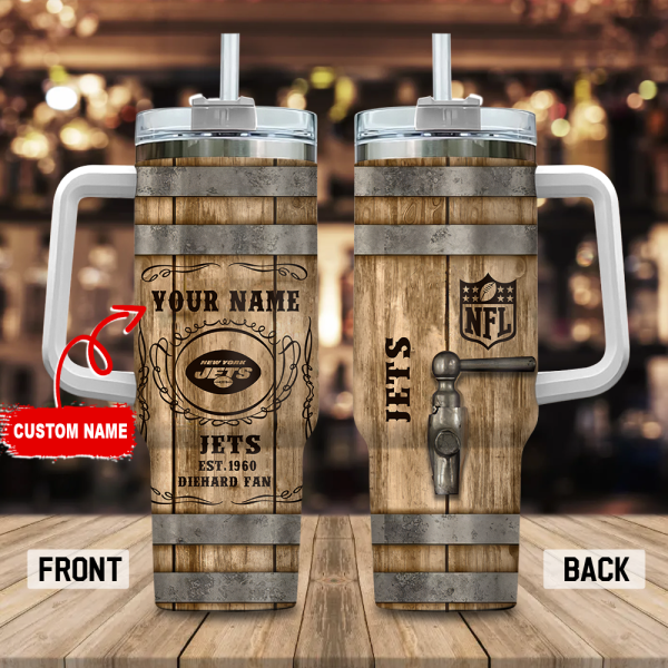 New York Jets NFL Custom Stanley Quencher 30oz-40oz Stainless Steel Tumbler Hot And Cold Tumbler