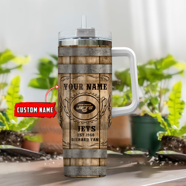 New York Jets NFL Custom Stanley Quencher 30oz-40oz Stainless Steel Tumbler Hot And Cold Tumbler - Image 2