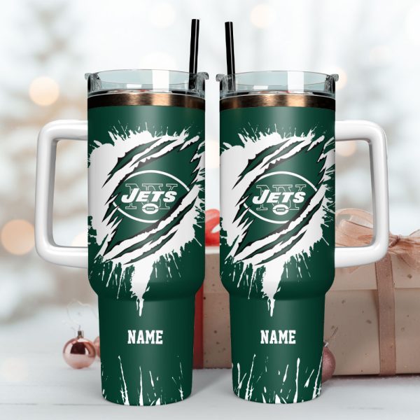 New York Jets Football NFL Sport Custom Stanley Quencher 30oz-40oz Stainless Steel Tumbler Hot And Cold Tumbler