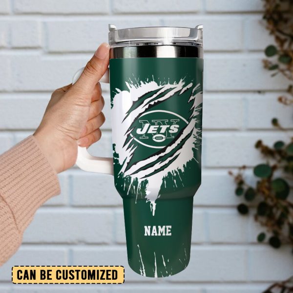 New York Jets Football NFL Sport Custom Stanley Quencher 30oz-40oz Stainless Steel Tumbler Hot And Cold Tumbler - Image 2