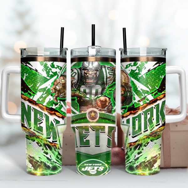 New York Jets NFL Mascot Custom Stanley Quencher 30oz-40oz Stainless Steel Tumbler Hot And Cold Tumbler