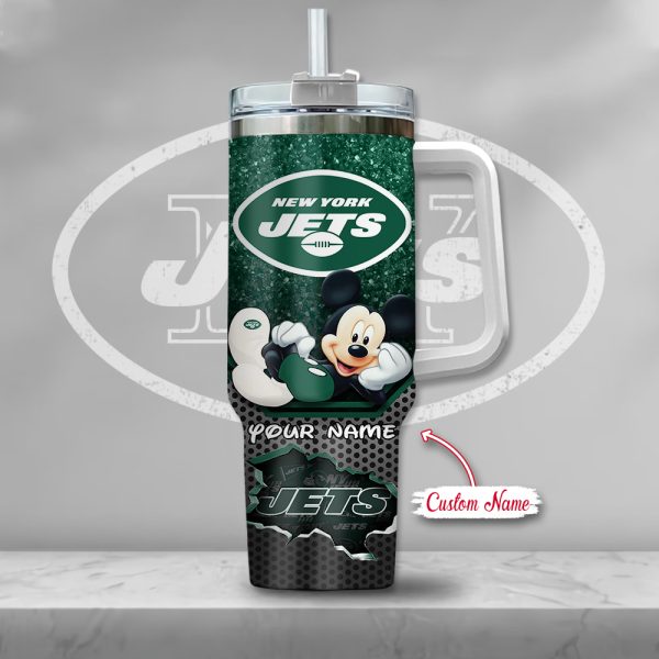 New York Jets NFL Custom Stanley Quencher 30oz-40oz Stainless Steel Tumbler Hot And Cold Tumbler - Image 2
