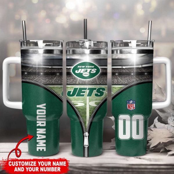 New York Jets NFL Custom Stanley Quencher 30oz-40oz Stainless Steel Tumbler Hot And Cold Tumbler
