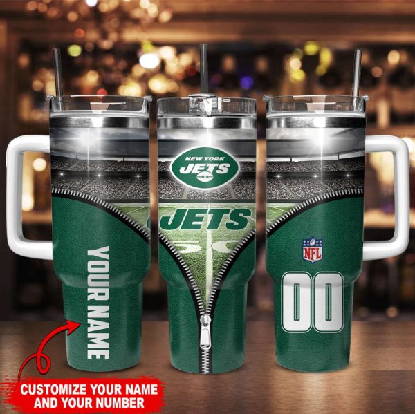 New York Jets NFL Custom Stanley Quencher 30oz-40oz Stainless Steel Tumbler Hot And Cold Tumbler - Image 2