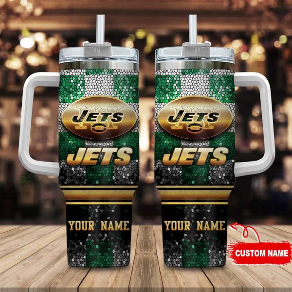 New York Jets NFL Custom Stanley Quencher 30oz-40oz Stainless Steel Tumbler Hot And Cold Tumbler