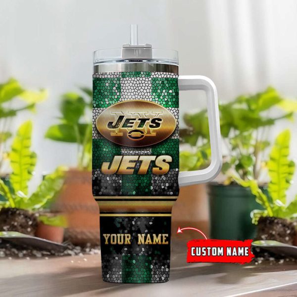 New York Jets NFL Custom Stanley Quencher 30oz-40oz Stainless Steel Tumbler Hot And Cold Tumbler - Image 2
