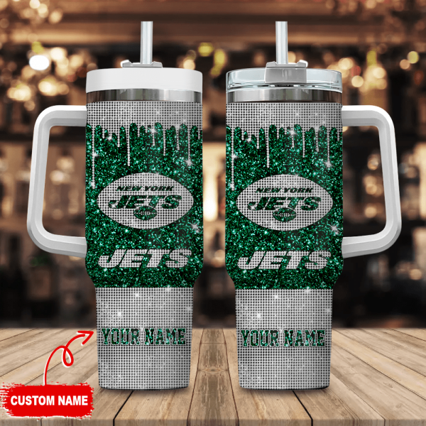 New York Jets NFL Custom Stanley Quencher 30oz-40oz Stainless Steel Tumbler Hot And Cold Tumbler