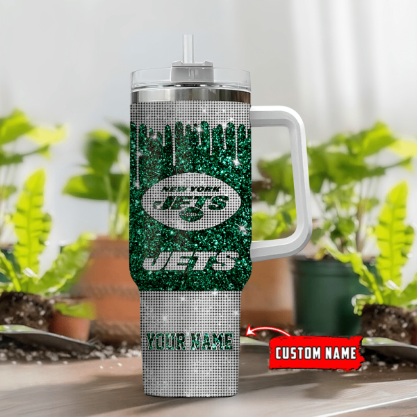 New York Jets NFL Custom Stanley Quencher 30oz-40oz Stainless Steel Tumbler Hot And Cold Tumbler - Image 2