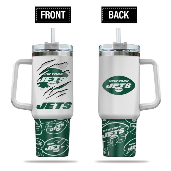 New York Jets NFL Custom Stanley Quencher 30oz-40oz Stainless Steel Tumbler Hot And Cold Tumbler