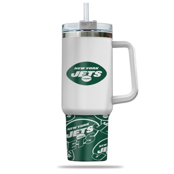 New York Jets NFL Custom Stanley Quencher 30oz-40oz Stainless Steel Tumbler Hot And Cold Tumbler - Image 2