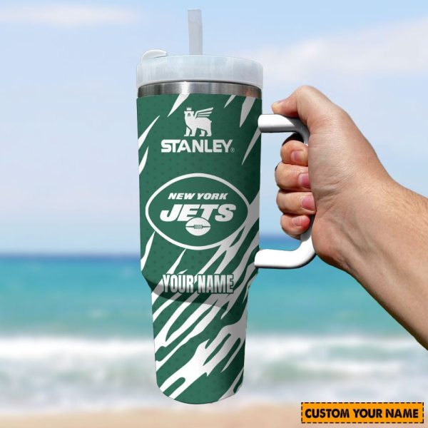New York Jets NFL Custom Stanley Quencher 30oz-40oz Stainless Steel Tumbler Hot And Cold Tumbler