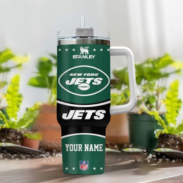 New York Jets NFL Custom Stanley Quencher 30oz-40oz Stainless Steel Tumbler Hot And Cold Tumbler - Image 2