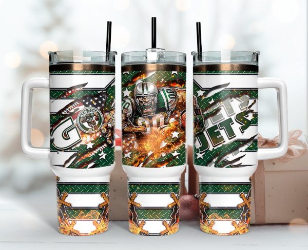 New York Jets NFL Mascot Custom Stanley Quencher 30oz-40oz Stainless Steel Tumbler Hot And Cold Tumbler