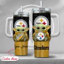 NFL Pittsburgh Steelers Baby Yoda Custom Stanley Quencher 30oz-40oz Stainless Steel Tumbler Hot And Cold Tumbler