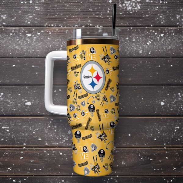 Pittsburgh Steelers NFL Custom Stanley Quencher 30oz-40oz Stainless Steel Tumbler Hot And Cold Tumbler - Image 2