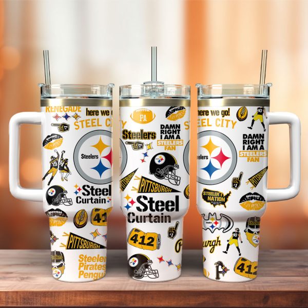 Pittsburgh Steelers NFL Custom Stanley Quencher 30oz-40oz Stainless Steel Tumbler Hot And Cold Tumbler