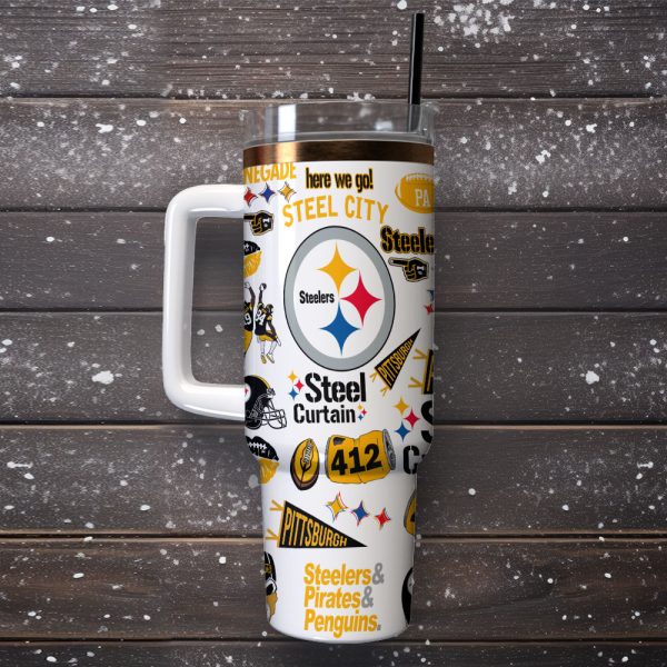Pittsburgh Steelers NFL Custom Stanley Quencher 30oz-40oz Stainless Steel Tumbler Hot And Cold Tumbler - Image 2