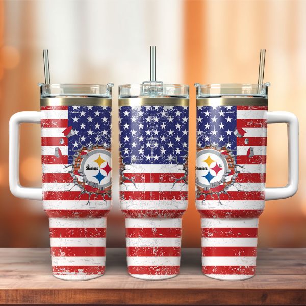 Pittsburgh Steelers NFL Sports Custom Stanley Quencher 30oz-40oz Stainless Steel Tumbler Hot And Cold Tumbler