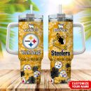 Pittsburgh Steelers NFL Tropical Floral Custom Stanley Quencher 30oz-40oz Stainless Steel