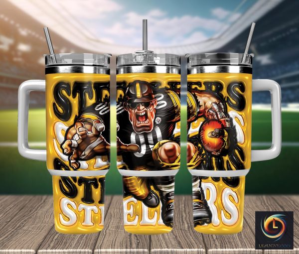 Pittsburgh Steelers NFL Mascot Custom Stanley Quencher 30oz-40oz Stainless Steel Tumbler Hot And Cold Tumbler