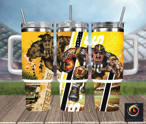 Pittsburgh Steelers NFL Mascot Custom Stanley Quencher 30oz-40oz Stainless Steel Tumbler Hot And Cold Tumbler