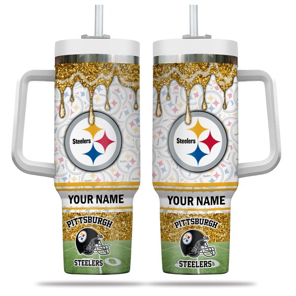 Pittsburgh Steelers NFL Glitter Custom Stanley Quencher 30oz-40oz Stainless Steel Tumbler Hot And Cold Tumbler - Image 2