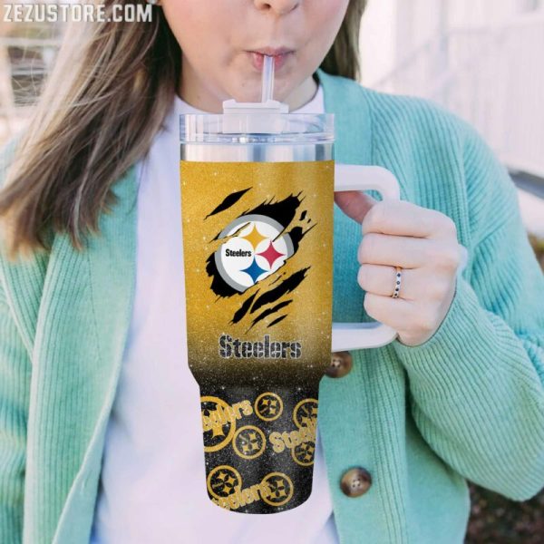 Pittsburgh Steelers NFL Custom Stanley Quencher 30oz-40oz Stainless Steel Tumbler Hot And Cold Tumbler - Image 2