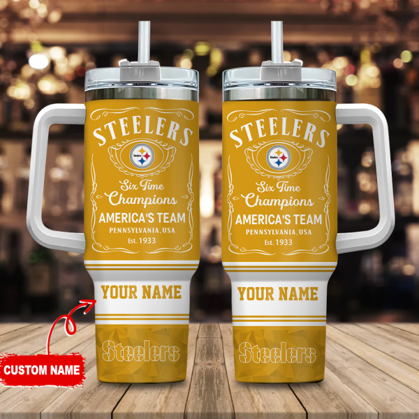 Pittsburgh Steelers NFL Custom Stanley Quencher 30oz-40oz Stainless Steel Tumbler Hot And Cold Tumbler