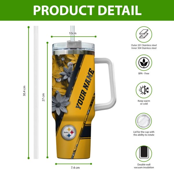 Pittsburgh Steelers NFL Custom Stanley Quencher 30oz-40oz Stainless Steel Tumbler Hot And Cold Tumbler - Image 2