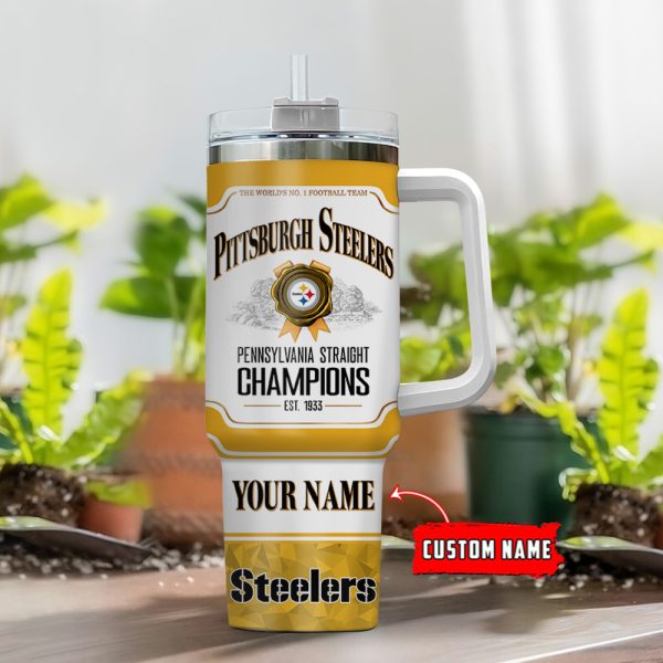 Pittsburgh Steelers NFL Jim Beam Custom Stanley Quencher 30oz-40oz Stainless Steel Tumbler Hot And Cold Tumbler - Image 2