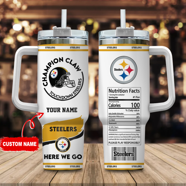 Pittsburgh Steelers NFL Champion Claw Custom Stanley Quencher 30oz-40oz Stainless Steel Tumbler Hot And Cold Tumbler